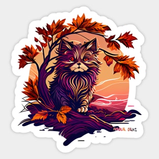 Stoic Anime Cat, Supreme Autumn Colors Sticker